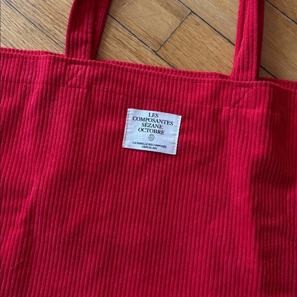 Sezane Les Composantes Red Corduroy Tote NWOT - Picture 3 of 4